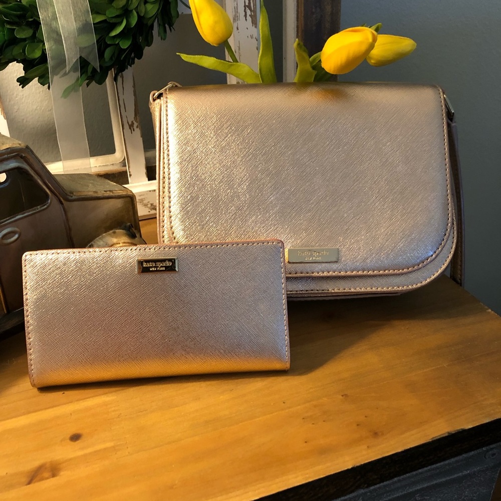 Kate Spade blush colored purse and wallet